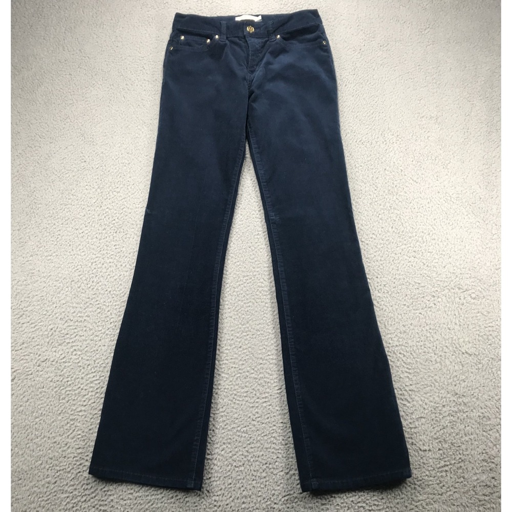 Tory Burch Pants Womens 26 Navy Blue Bootcut Corduroy Low Rise 33 Inseam Pockets